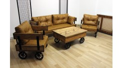 Tekerli ahşap oturma grubu 